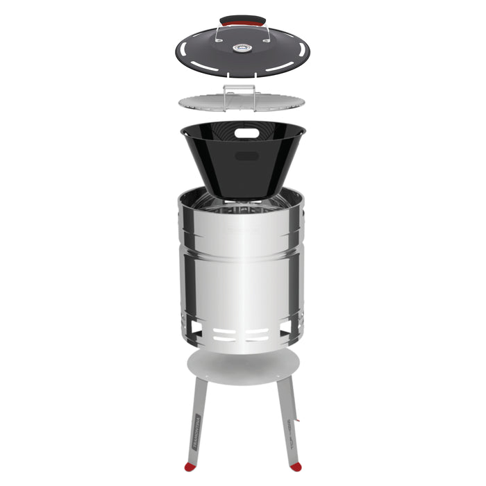 15.5 Inch Stainless Steel Round BBQ Charcoal Grill with Lid