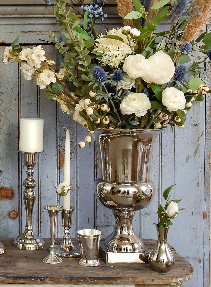 15.5in Tall Nickel Urn Decor Jamali Garden