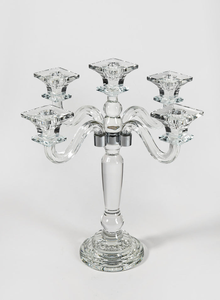 15in Tall Crystal Square Cup Candelabra Decor Jamali Garden