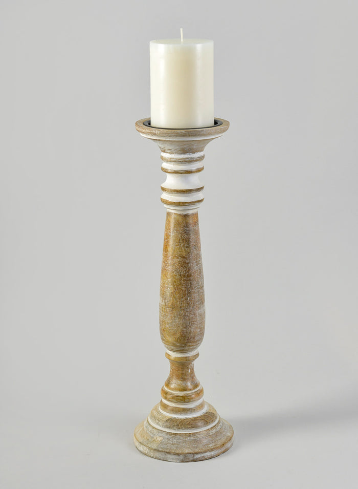 16in Tall Campagna White Washed Pillar Holder Decor Jamali Garden