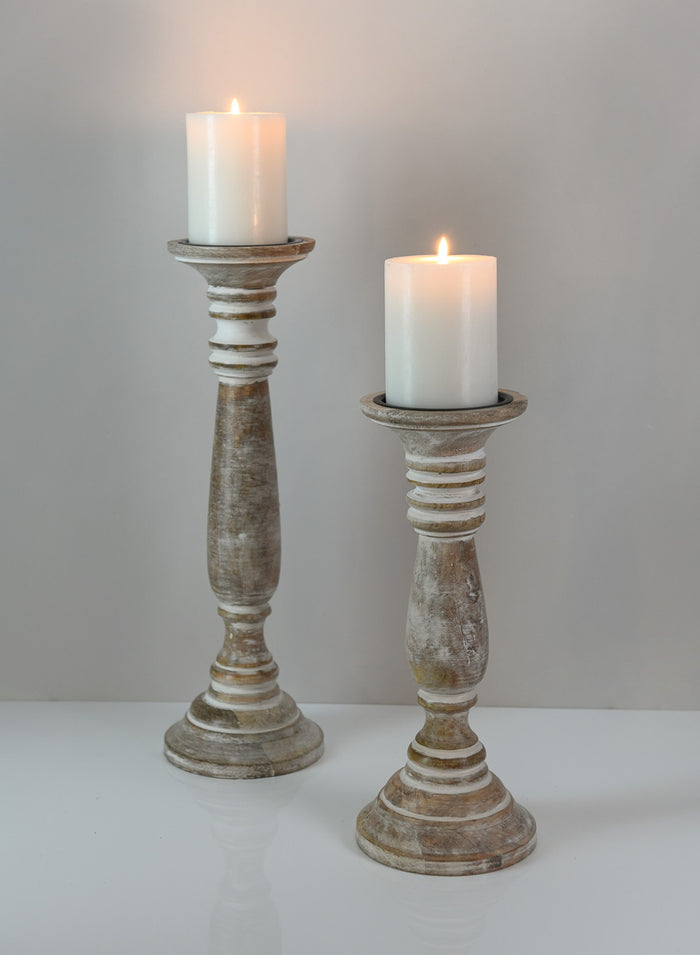 16in Tall Campagna White Washed Pillar Holder Decor Jamali Garden