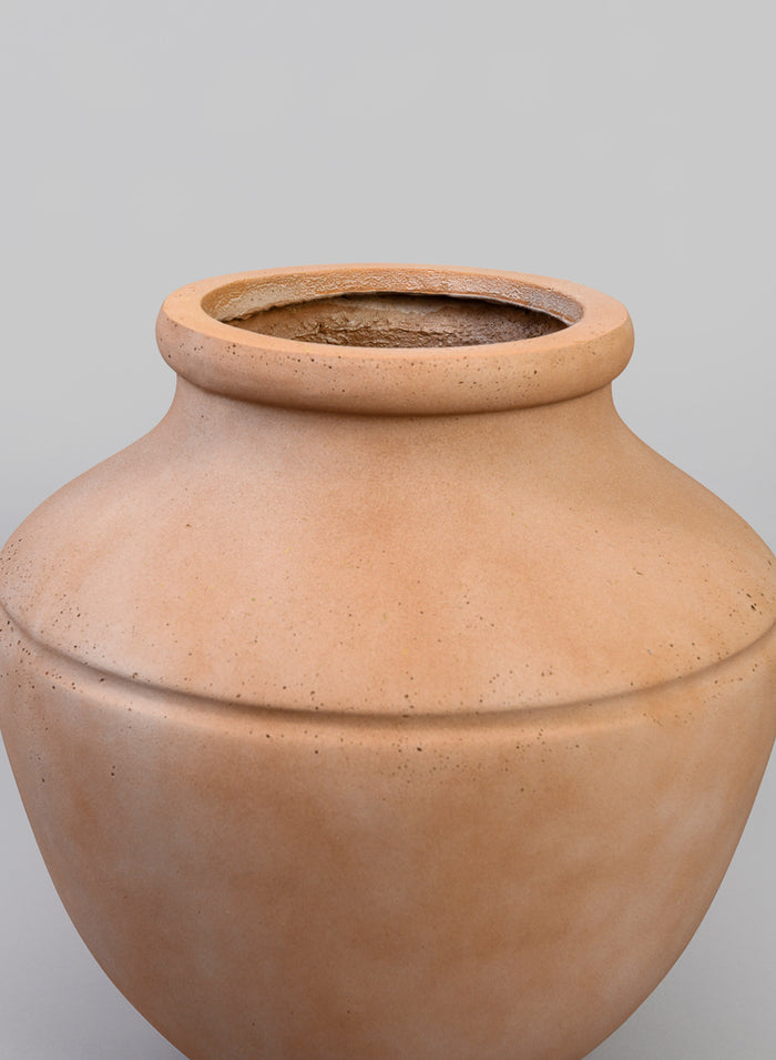 16in Tall Matka Lava Concrete Terracotta Look Low Jar Planter Decor Jamali Garden