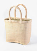 16in Tall Natural Raffia Bag with Natural Border Decor Jamali Garden
