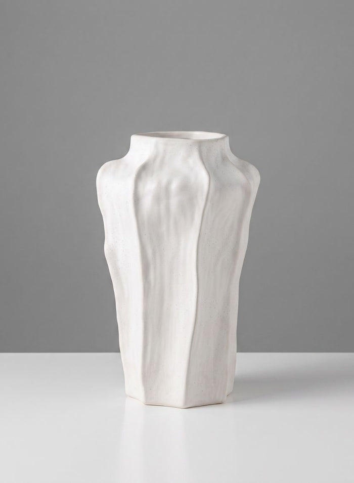 17in Tall Argamon Sand White Ceramic Deco Vase Decor Jamali Garden