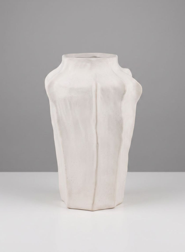 17in Tall Argamon Sand White Ceramic Deco Vase Decor Jamali Garden
