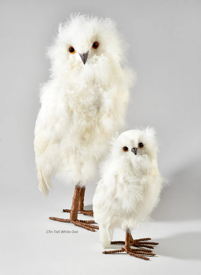 17in Tall White Owl Decor Jamali Garden