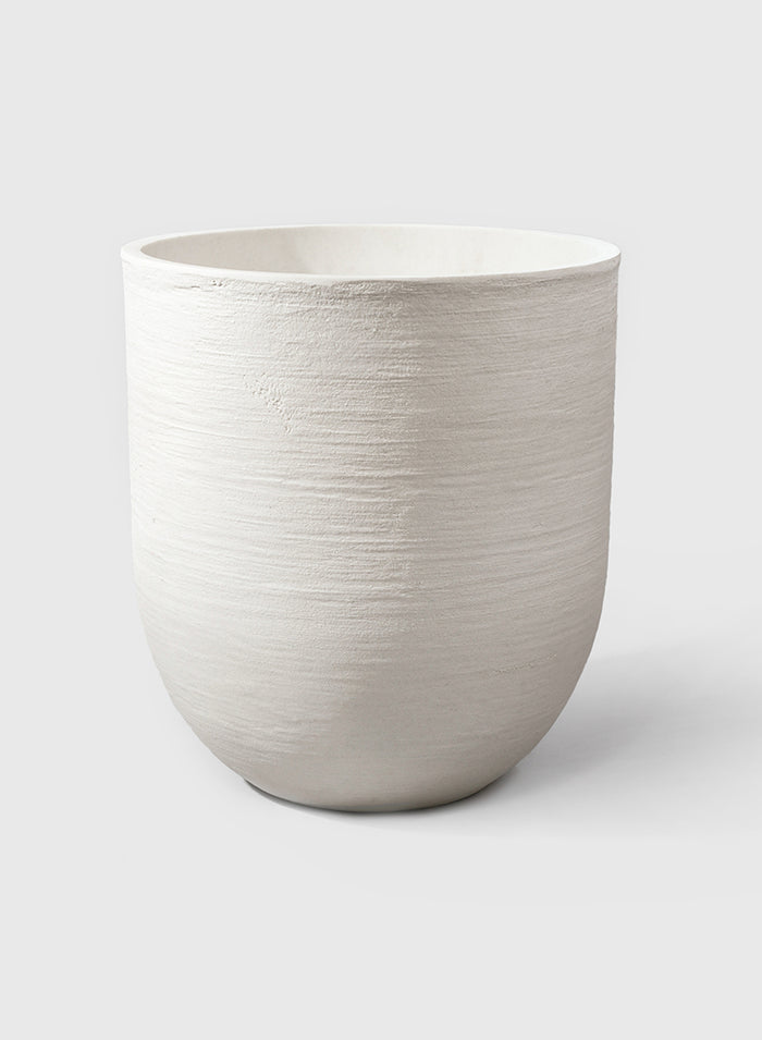 18 1/4in Tall Tulum Sand Fiber Round White Pot Decor Jamali Garden