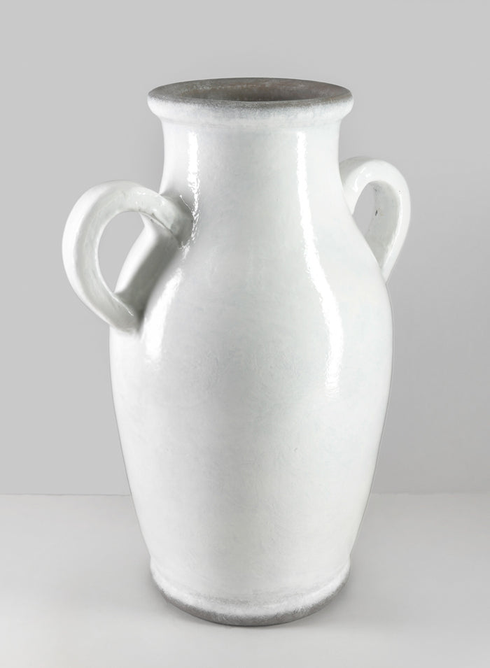 18in Tall Andra Ceramic White Glazed Jar Vase Decor Jamali Garden