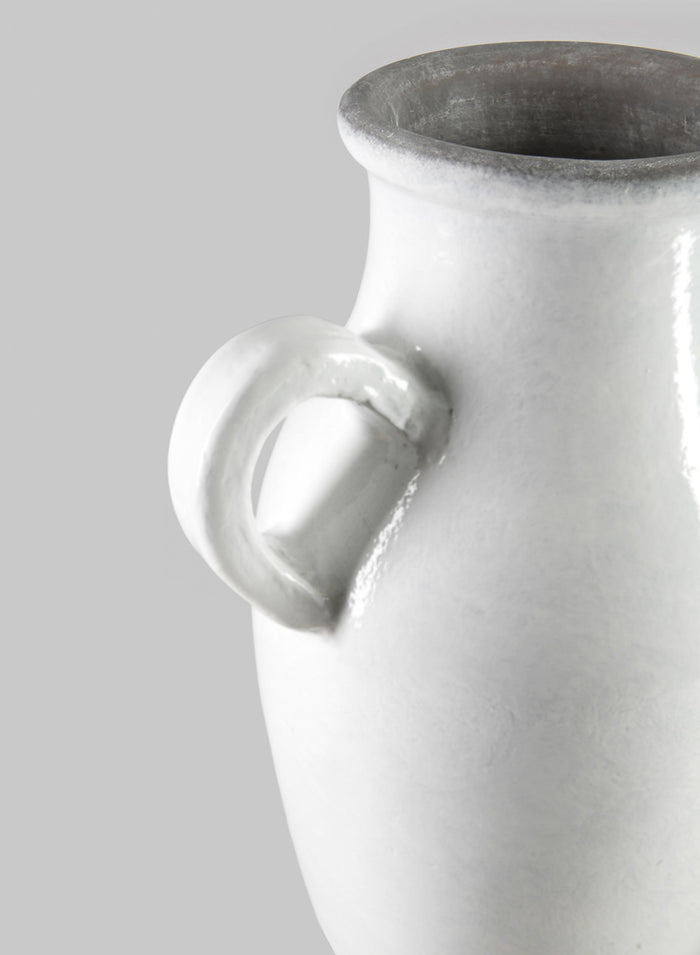 18in Tall Andra Ceramic White Glazed Jar Vase Decor Jamali Garden
