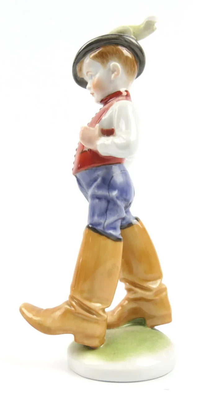 1940 HEREND PORCELAIN 8" TALL BOY FIGURE