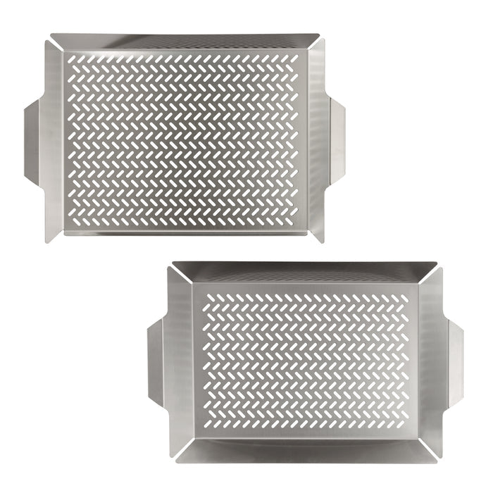 2 Piece Outdoor Roasting Grill Pan Set