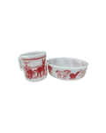 2 Piece Set Circus Milk Glass 1940s