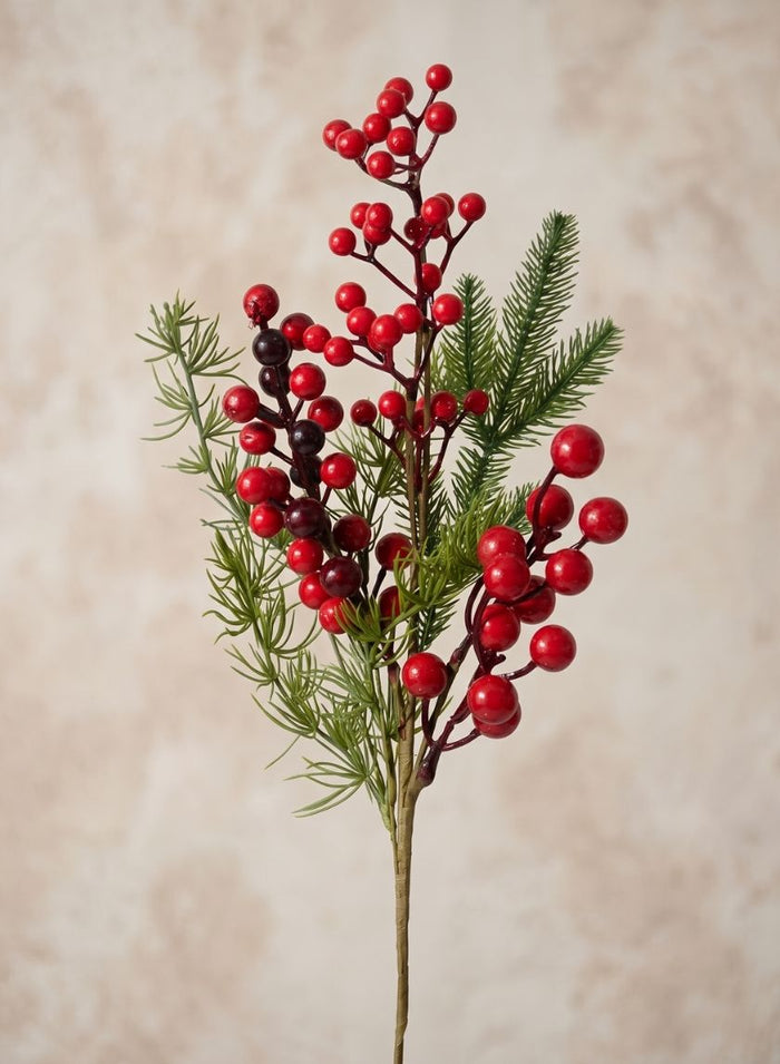 20in Long Red Berries & Pine Pick, Bundle of 12 Decor Jamali Garden