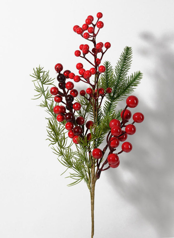 20in Long Red Berries & Pine Pick, Bundle of 12 Decor Jamali Garden
