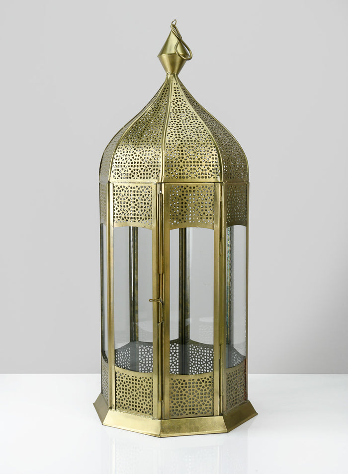 21.5in Tall Gold Aravali Lantern Decor Jamali Garden