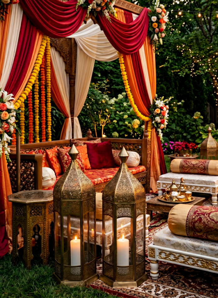 21.5in Tall Gold Aravali Lantern Decor Jamali Garden