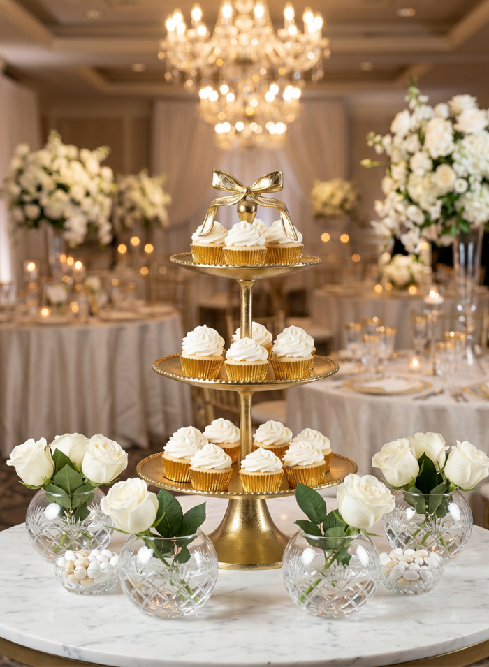 21in Tall Atelier 3 Tier Gold Display Metal Stand Decor Jamali Garden