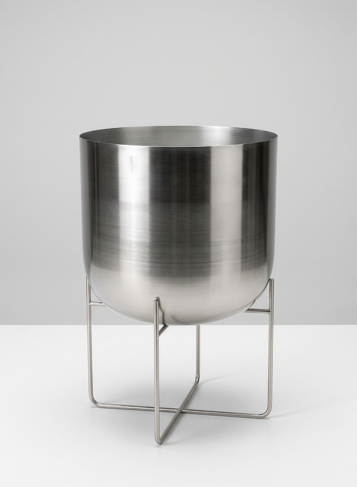 23in Tall Silver Planter with Stand Decor Jamali Garden