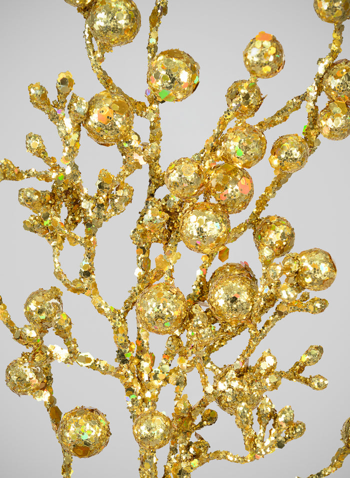 24in Long Gold Glitter Ball Pick Decor Jamali Garden