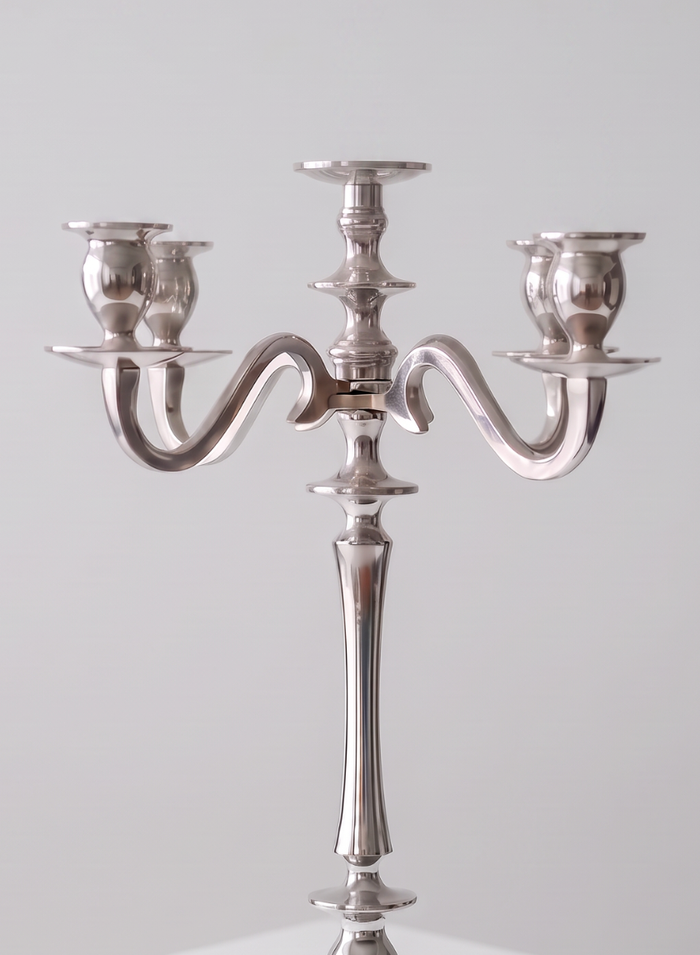 25.75in Tall Silver Metal Candelabra Decor Jamali Garden