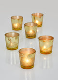 2.5in Tall Antique Light Gold Tapered Glass Votive Holder, Set of 6 Decor Jamali Garden