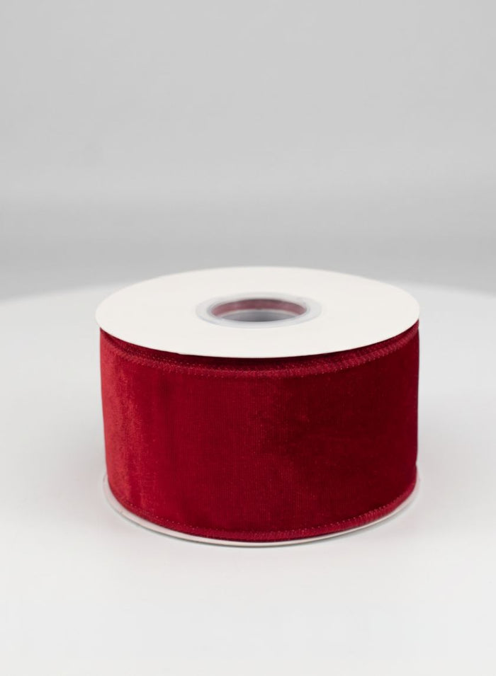 2.5in x 10 yards Holiday Red Velvet Wired Ribbon Decor Jamali Garden