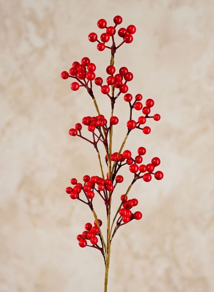 26in Long Shiny Red Berries Pick, Case of 12 Decor Jamali Garden