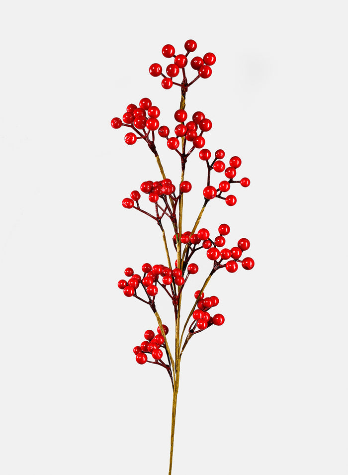 26in Long Shiny Red Berries Pick, Case of 12 Decor Jamali Garden
