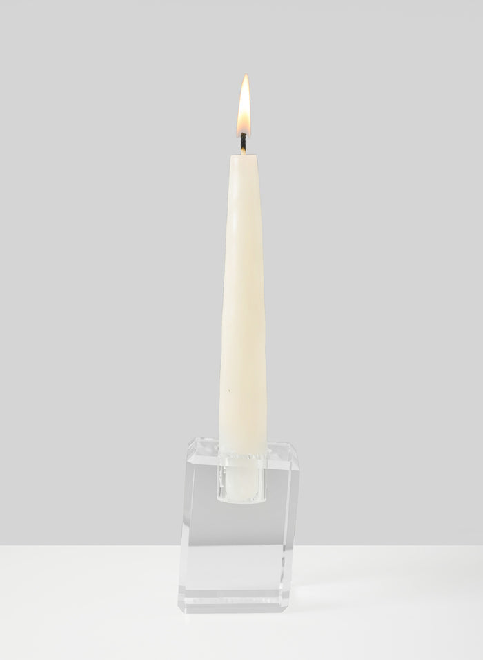 2in Tall Luxe Crystal Block Taper Glass Holder Decor Jamali Garden