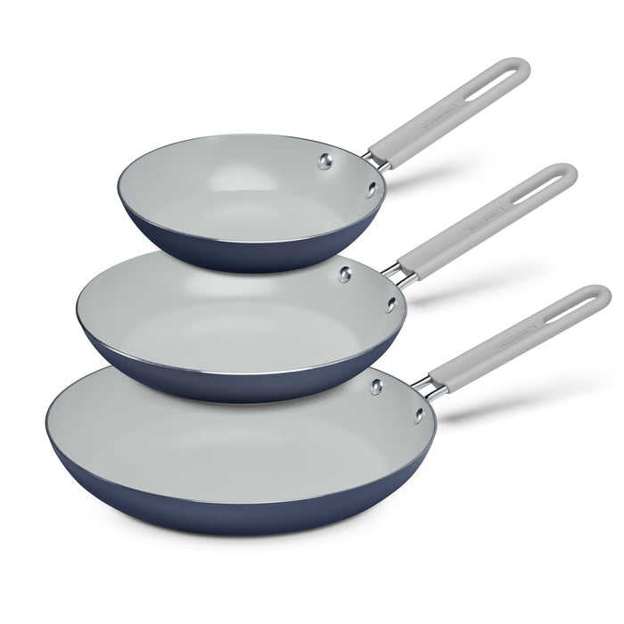 3-Pack Ceramic Fry Pan Set – Bering Sea Blue