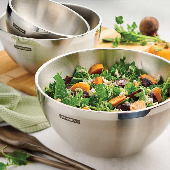 3 Piece Double Wall Stainless Steel Mixing Bowl Set