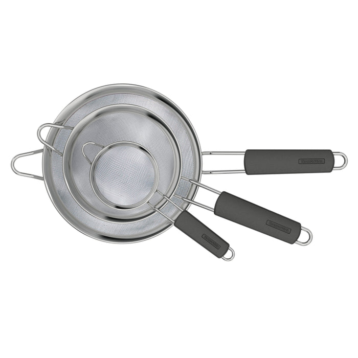 3 Pk Stainless Steel Mesh Strainers with Silicone Grip