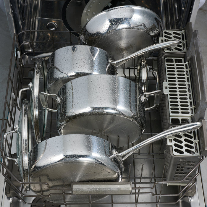 3 Quart Tri-Ply Clad Stainless Steel Covered Deep Saute Pan - Glass Lids