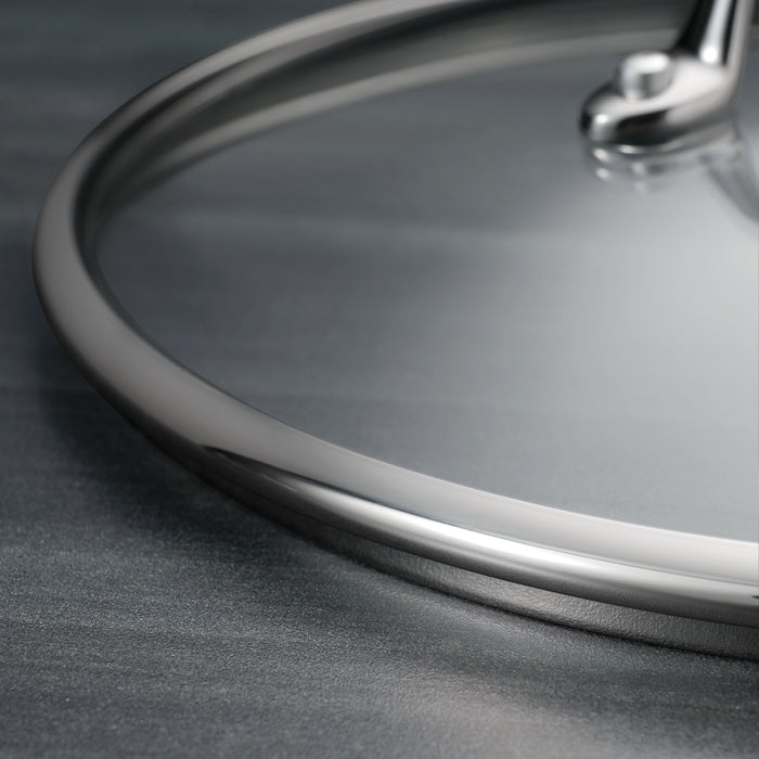 3 Quart Tri-Ply Clad Stainless Steel Covered Deep Saute Pan - Glass Lids