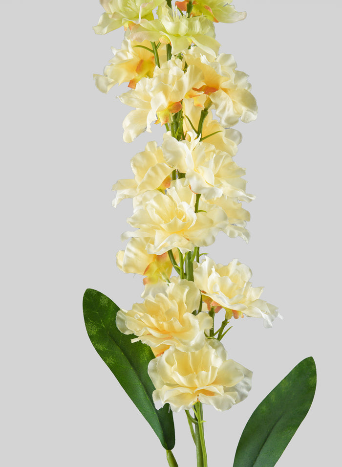 30in Long Real Look Cream Delphinium Full Bloom Stem, Case of 12 Decor Jamali Garden
