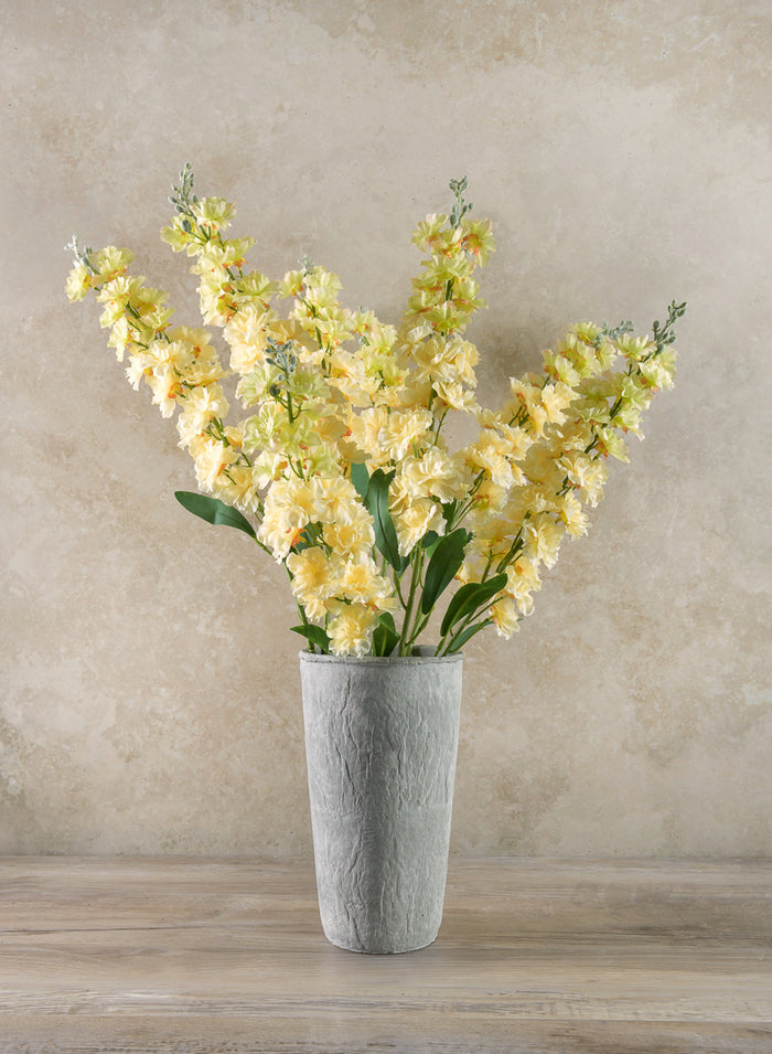 30in Long Real Look Cream Delphinium Full Bloom Stem, Case of 12 Decor Jamali Garden