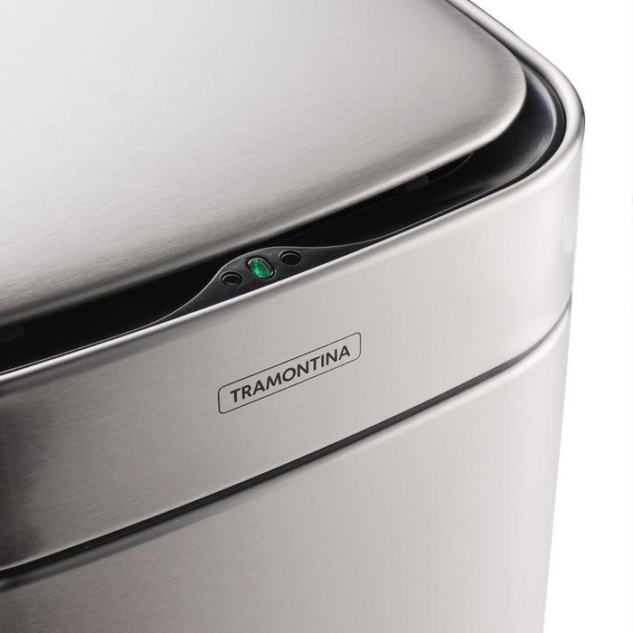 3.17 Gallon Stainless Steel Square Sensor Bin with SS Capped Lid