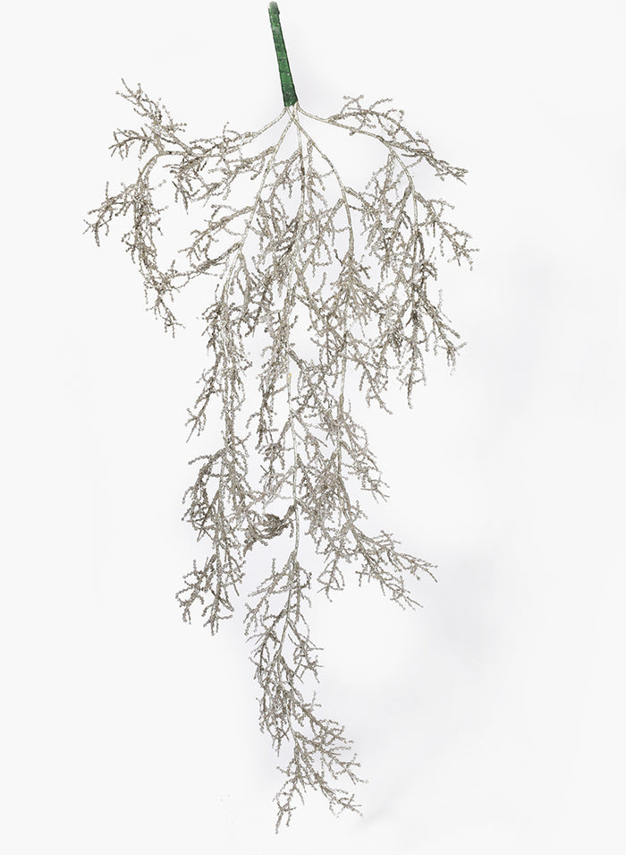 31in Long Light Champagne Glitter Pine Branch Decor Jamali Garden