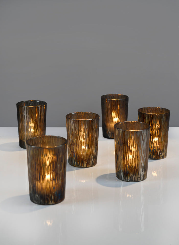 3.25in Tall Oxidized Glass Votive Holder, Set of 6 Decor Jamali Garden