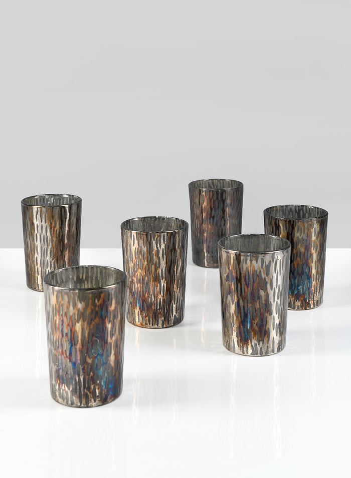 3.25in Tall Oxidized Glass Votive Holder, Set of 6 Decor Jamali Garden