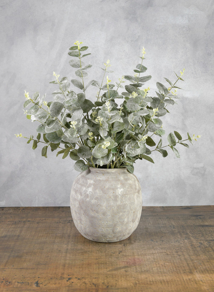 33in Long Glitter Frost Eucalyptus Leave Spray, Case of 12 Decor Jamali Garden