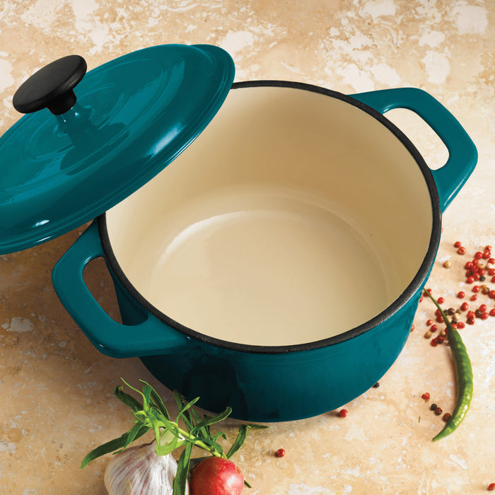 3.5 Quart Enameled Cast-Iron Round Dutch Oven - Teal