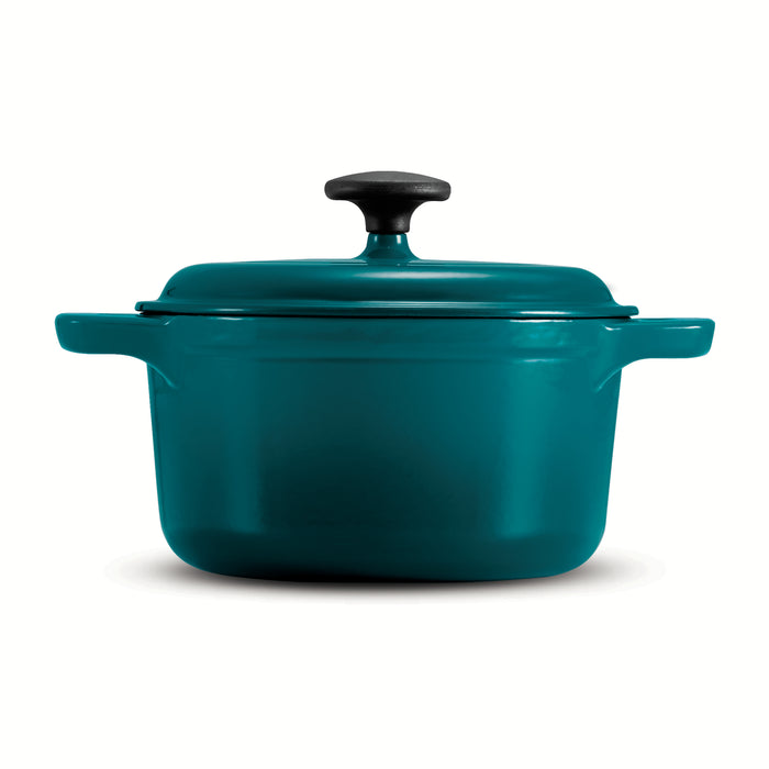 3.5 Quart Enameled Cast-Iron Round Dutch Oven - Teal