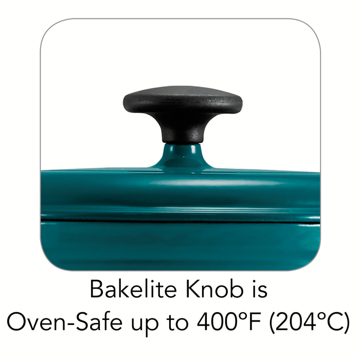 3.5 Quart Enameled Cast-Iron Round Dutch Oven - Teal