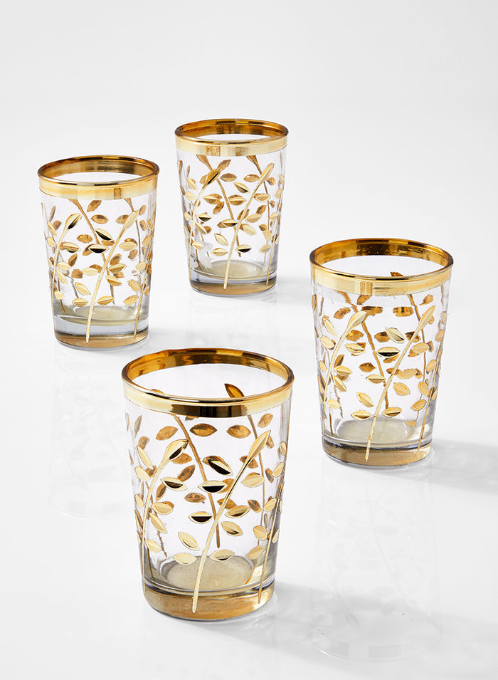 3.5in Tall Marrakesh Gold Glass Votive Holder, Set of 4 Decor Jamali Garden