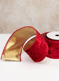 3.5in x 5 yards Holiday Red Velvet Wired Ribbon Decor Jamali Garden