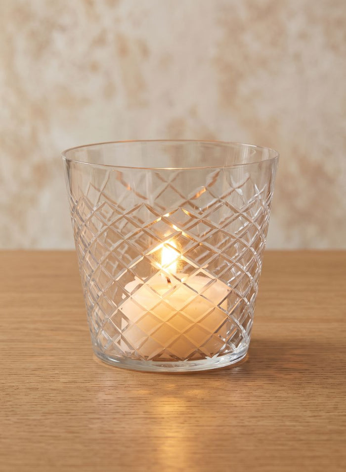 3.75in Tall Diamond Cut Glass Vase Decor Jamali Garden