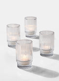 3.75in Tall Pleated Glass Votive Holder, Set of 4 Decor Jamali Garden