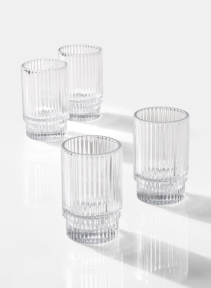 3.75in Tall Pleated Glass Votive Holder, Set of 4 Decor Jamali Garden