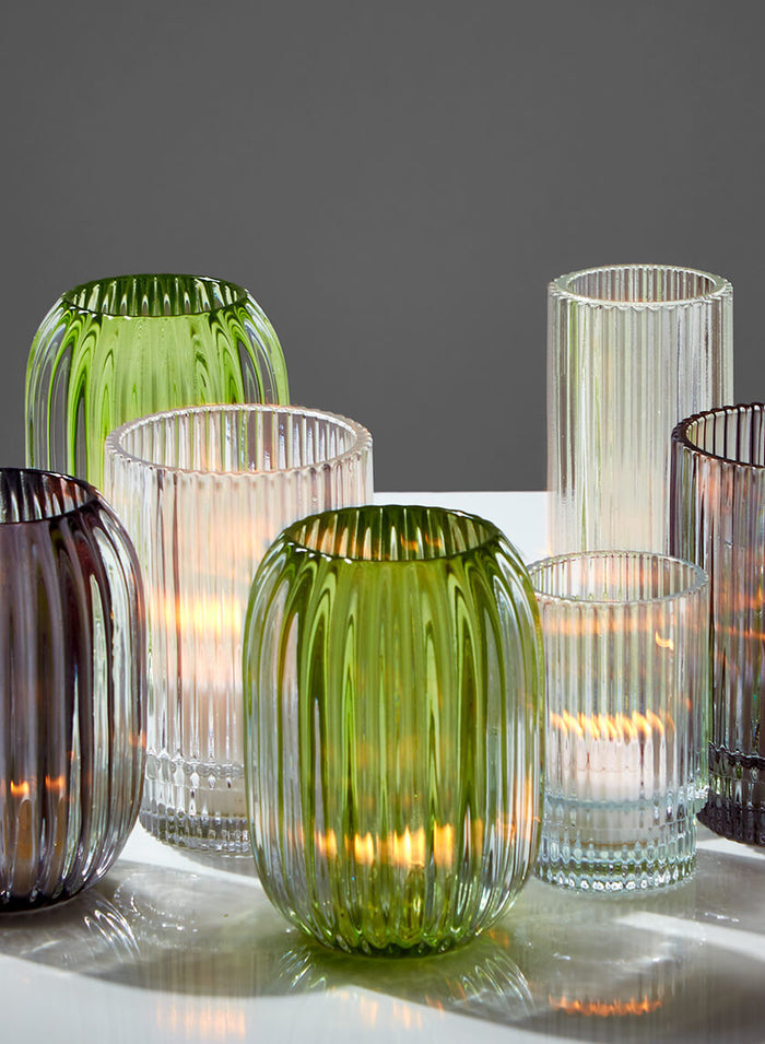 3.75in Tall Pleated Glass Votive Holder, Set of 4 Decor Jamali Garden